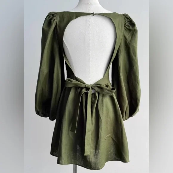 Reformation Brodie Linen Dress Size 0 - Picture 3 of 3